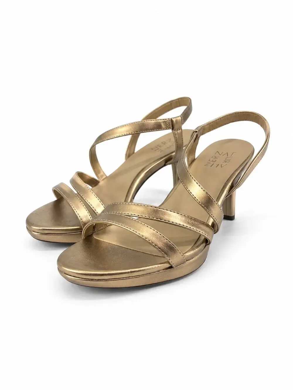 Naturalizer Gold Sandals Size 8 Brenta Womens Formal Event Wedding